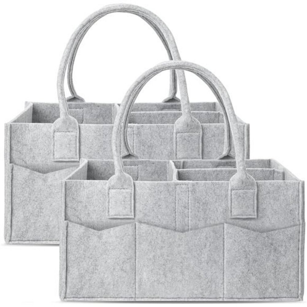 2 Pack Diaper Caddy Organizer Baby Nursery Storage Bin Car Basket Grey